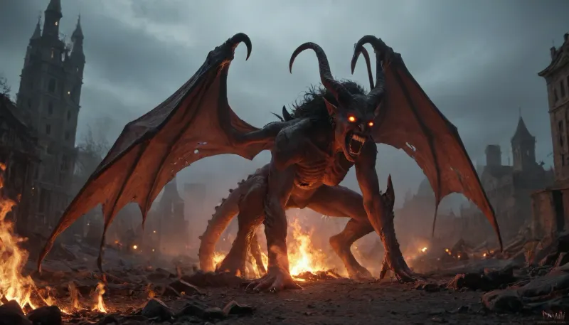 demons, scary creatures, wings, evil, ugly, demon, devilish, spikes, horns, scary, uneasy, horrific, unspeakable, demonic gathering, hell on earth, city park in background, on fire, glowing bright red, burning, apocalyptic, rapture, end of humanity, black sky, (dark color palette:1.1), (low ambient light:1.1), extreme detail, best quality, photorealism, masterpiece, intricate detail, award winning photo, epic, <lora:[XL]Demon_Legion:2>
