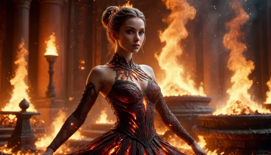 fiery ballerina, glowing skin, flushed face, soft parted lips, intense expression, dramatic lighting, inside burning palace, sensual, elegant, cinematic, like, ral-embrglt, evil temptress, stealing the souls of those that watch her, hair of fire, world of destruction is left in her wake, staring intently into viewer's eyes, (full body photo), dynamic pose, <lora:ral-embrglt-sdxl:.8>, <lora:714240_training_data:.8>